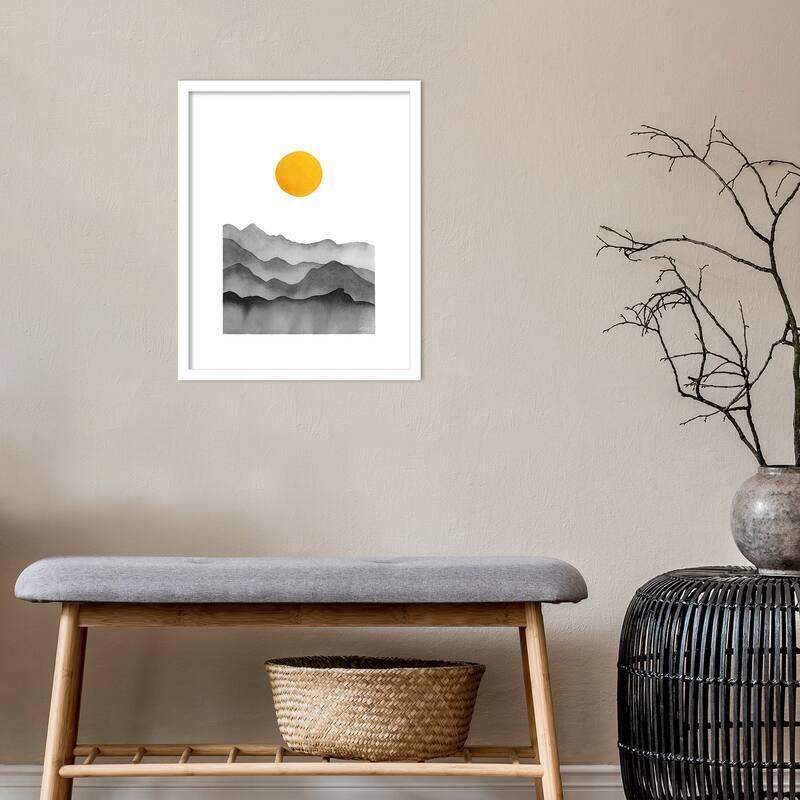 Black Yellow Mountain Range Silhouette by Cat Coq Framed Wall Art Print
