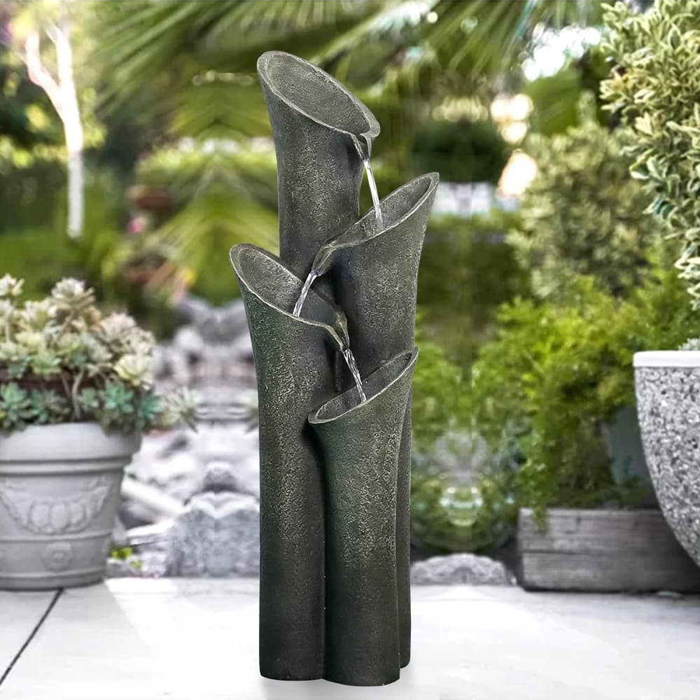 33.5"H Portable Waterfall Fountains w/LED - Indoor/Outdoor Meditation Decor