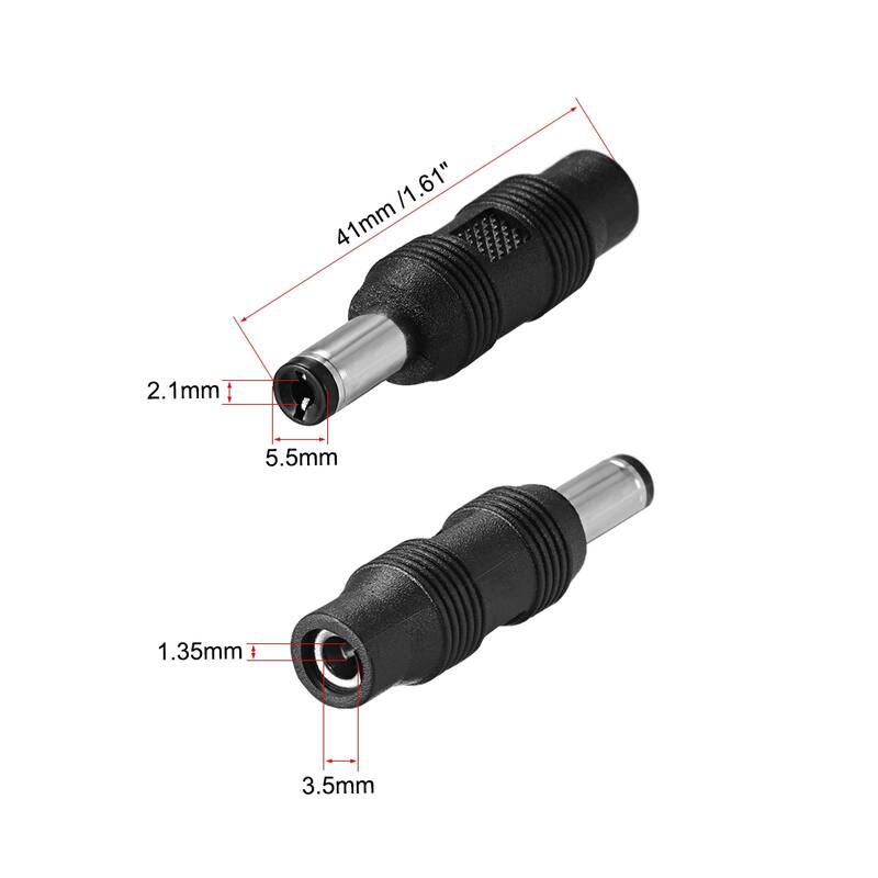 DC Converter 5.5x2.1mm Male to 3.5x1.35mm Female Connector 20Pcs - Black - 5.5x2.1mm M to 3.5x1.35mm F 20Pcs