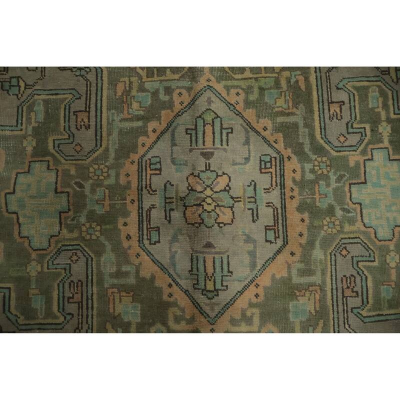 Hand Knotted Oriental 100% Wool Carpet Traditional Medallion Greys & Charcoal Tabriz Area Rug - 11' 2'' X 7' 7''