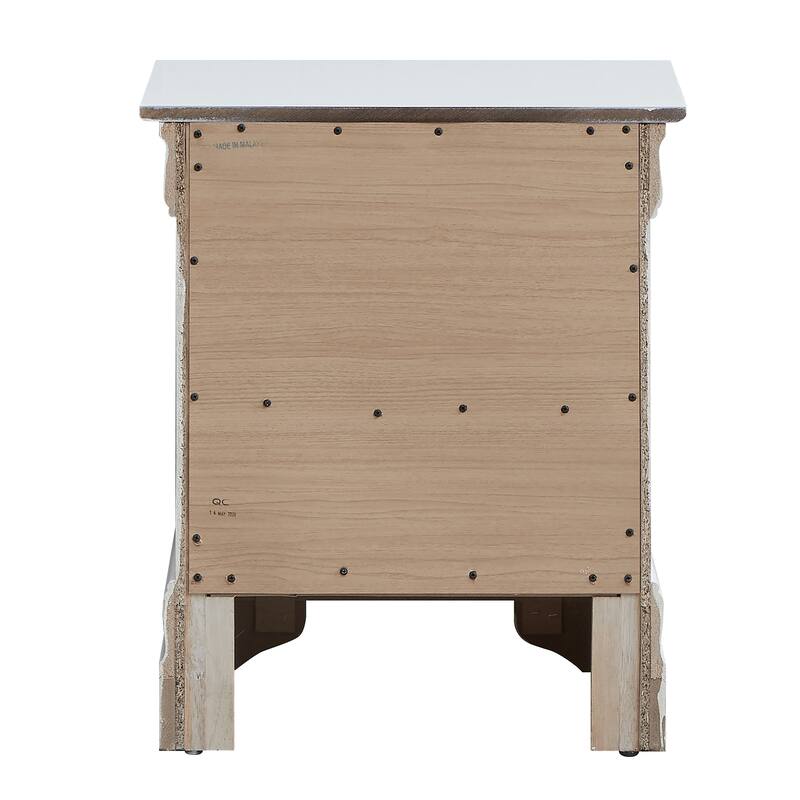 Silver Champagne Transitional Nightstand with Two Drawers