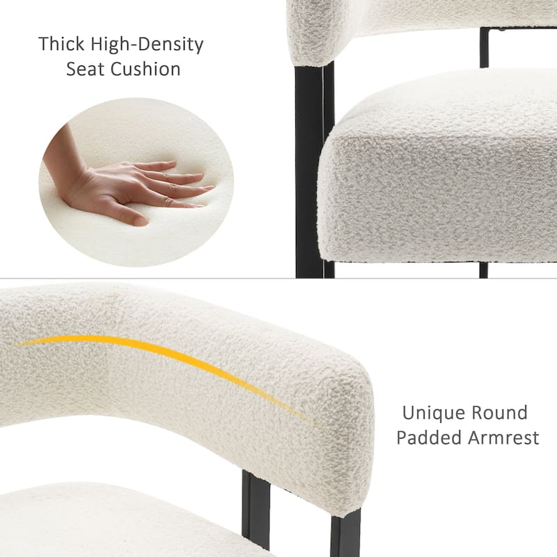 Upholstered Teddy Velvet Single Accent Chair Modern Corner Padded Boucle Armchair for Living Room Bedroom Lounge