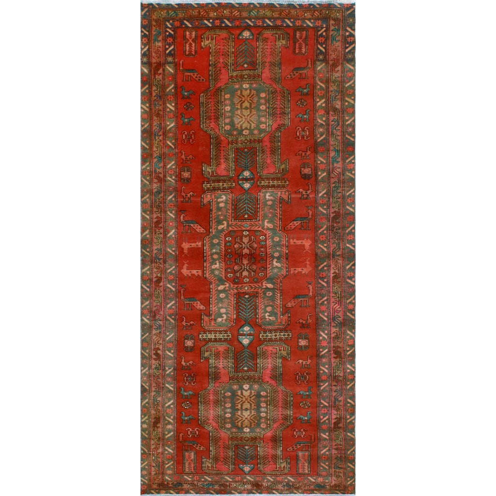 Fine Vintage Distressed Arden Rust/Grey Runner - 4'3" x 10'2"