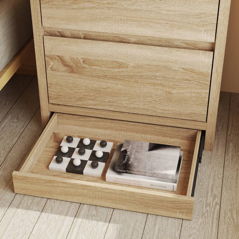 4-Drawer Wooden Nightstand with Smart NFC Lock and Anti-slip Design,Office File Cabinets