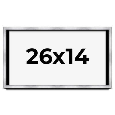 26x14 Shadow Box Frame Silver | 1.375 Inches Deep Real Wood