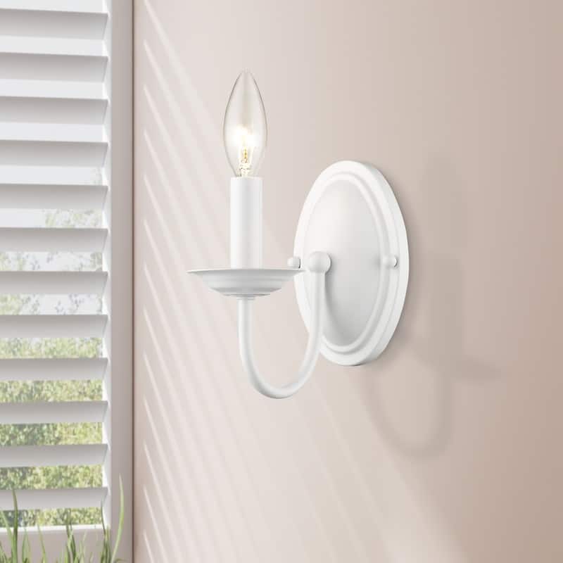 Livex Lighting 1 Light White Wall Sconce, 4151-03 - 4.25" W 7" H 6.5" EXT