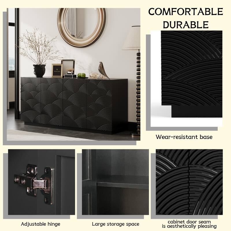 59" Modern 4 Doors Accent Storage Cabinet Buffet with Freestanding Anti Dumping