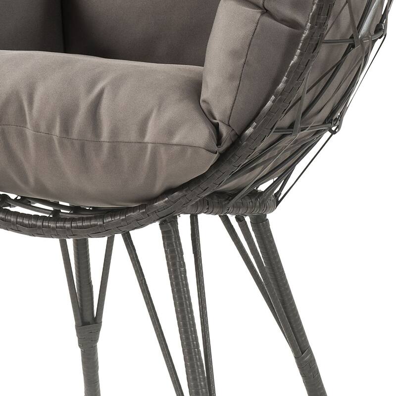 Montego Light Grey and Black Patio Chair with Upholstered Custhion