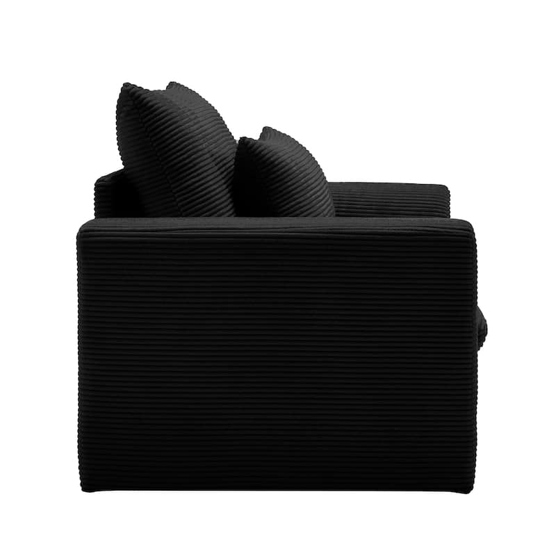 Corduroy Deep Seat Accent Chair with Waist Pillow for Living Room