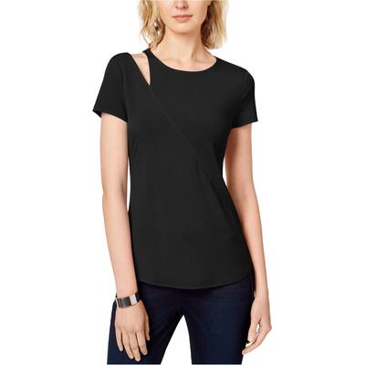 I-N-C Womens Cutout Shoulder Basic T-Shirt