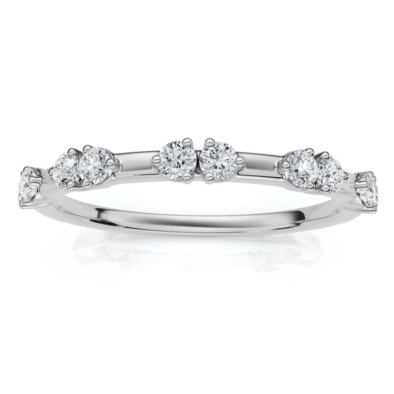 Bliss Diamond 1/5Ct Unique Alternating Diamond Wedding Band White Gold Lab Grown