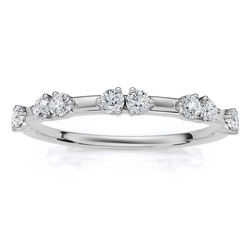 Bliss Diamond 1/5Ct Unique Alternating Diamond Wedding Band White Gold Lab Grown
