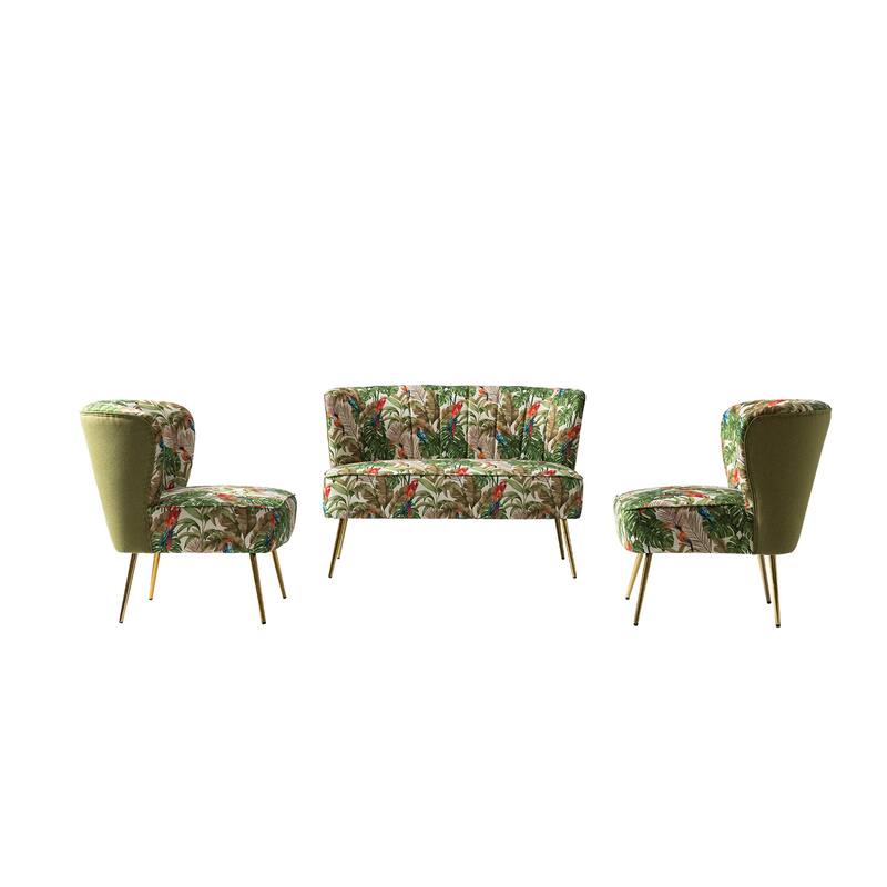3 Piece Living Room Set with Channel Tufted Back by HULALA HOME