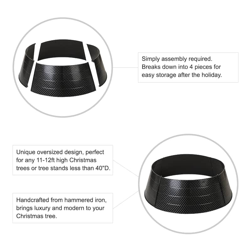 Glitzhome 40.5"D Christmas Hammered Metal Tree Collars