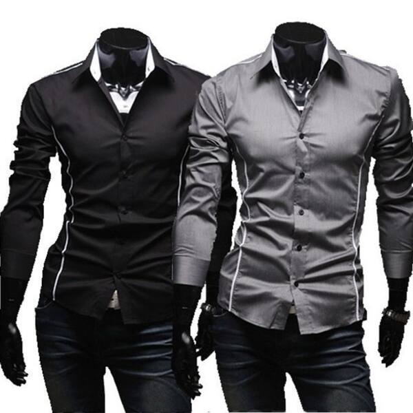 Shop Fashion Long Sleeve Shirts Men Korean Slim Design Cotton