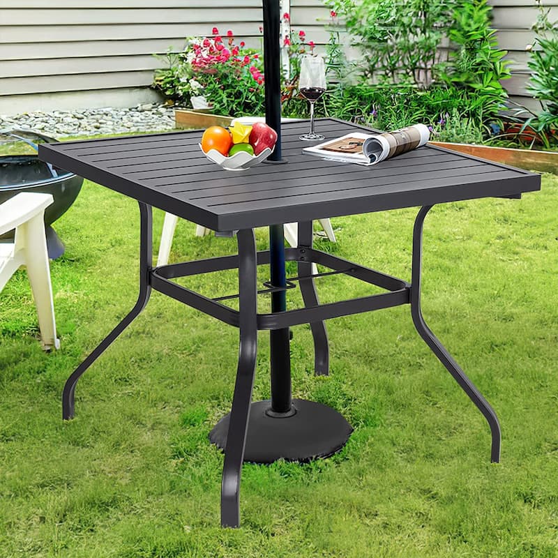 AECOJOY Metal Patio Dining Table ,Weather-Resistant Table