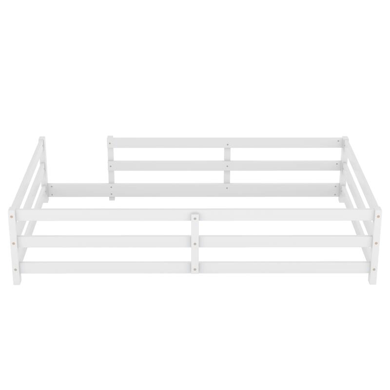 Wooden Montessori Floor Bed with Fence, without Slats