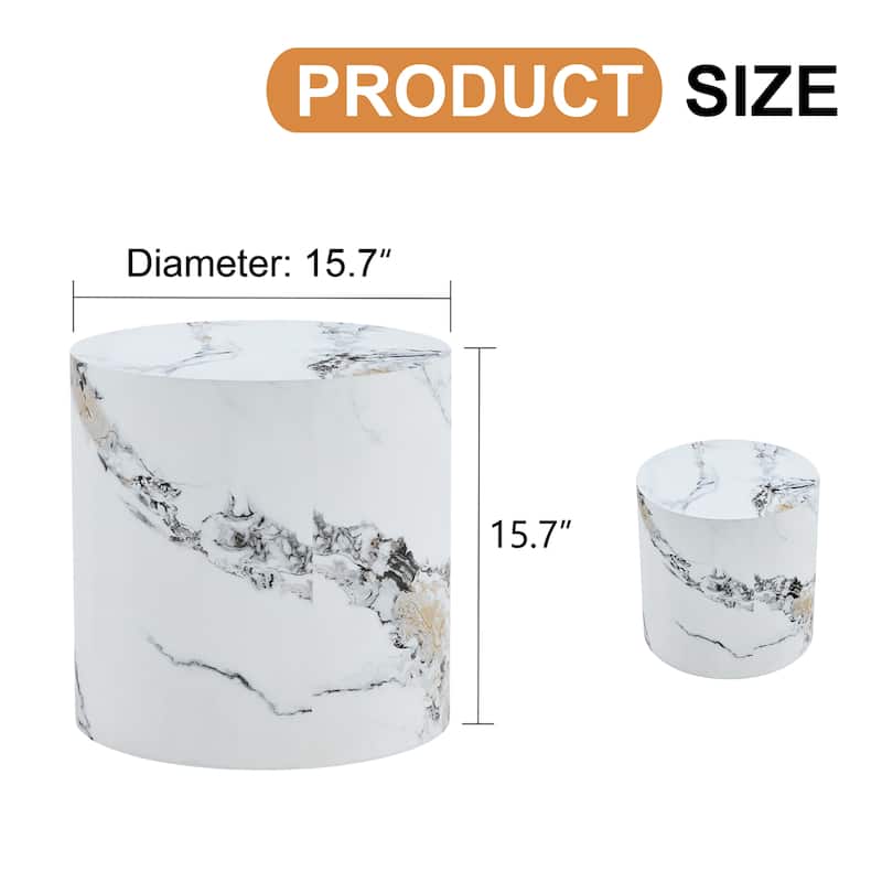 Modern Coffee Table Stylish Coffee Table Cylindrical Coffee Table with Pattern Design, for Living Room
