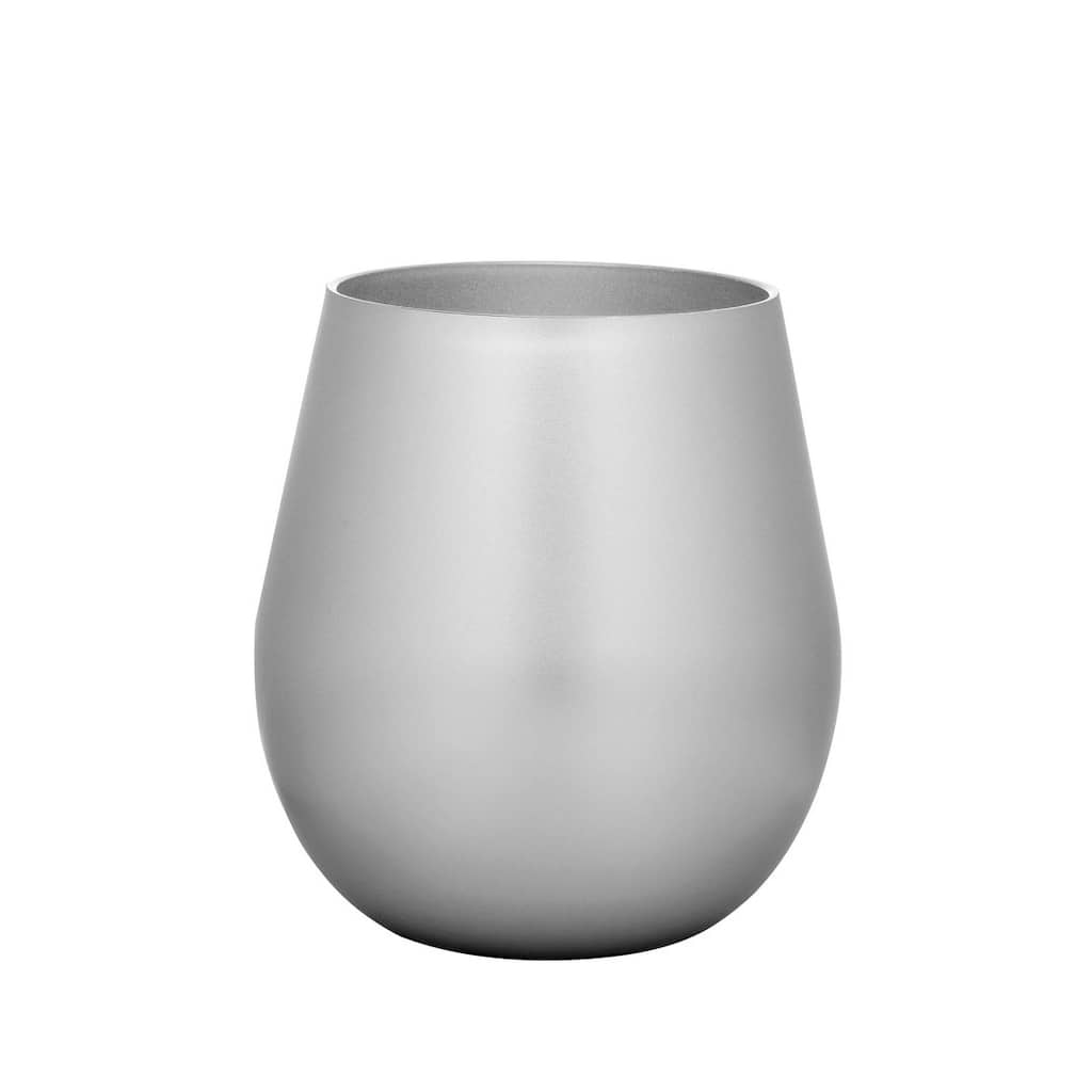 Metallic Silver Color Plastic Wine Glasses Set of 4