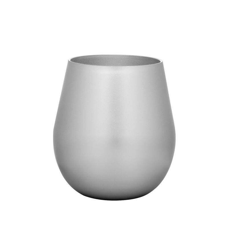 Metallic Silver Color Plastic Wine Glasses Set of 4