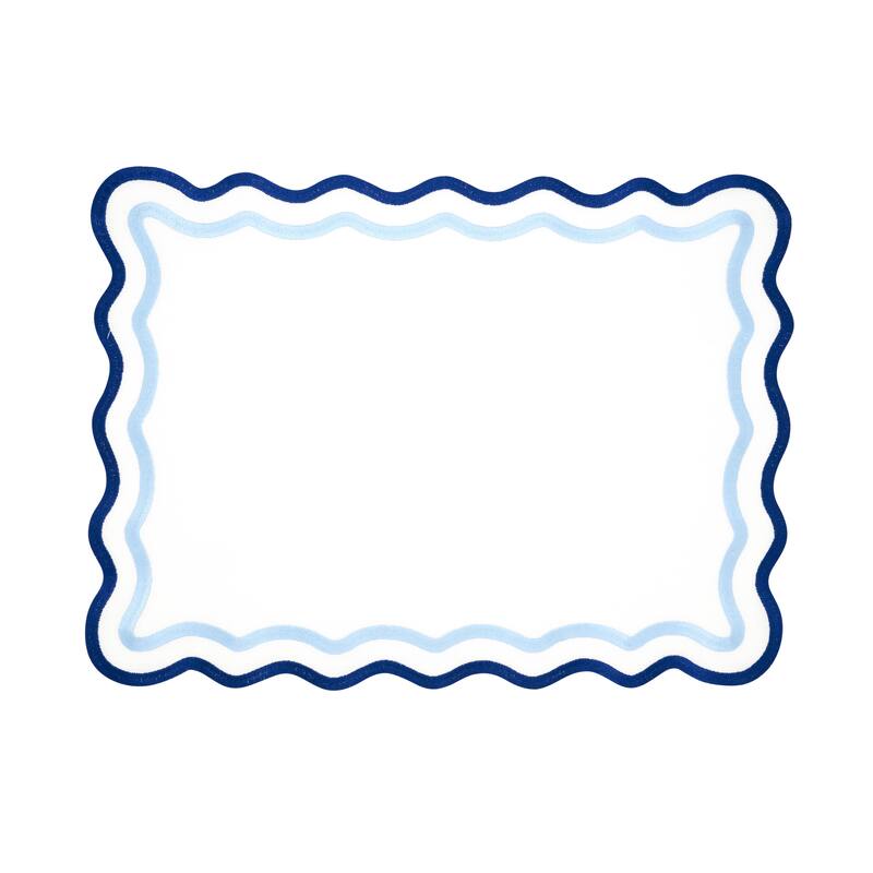 Eco Scallop Border Placemat (Set of 4) - Blue - 14"x20" - Set of 4