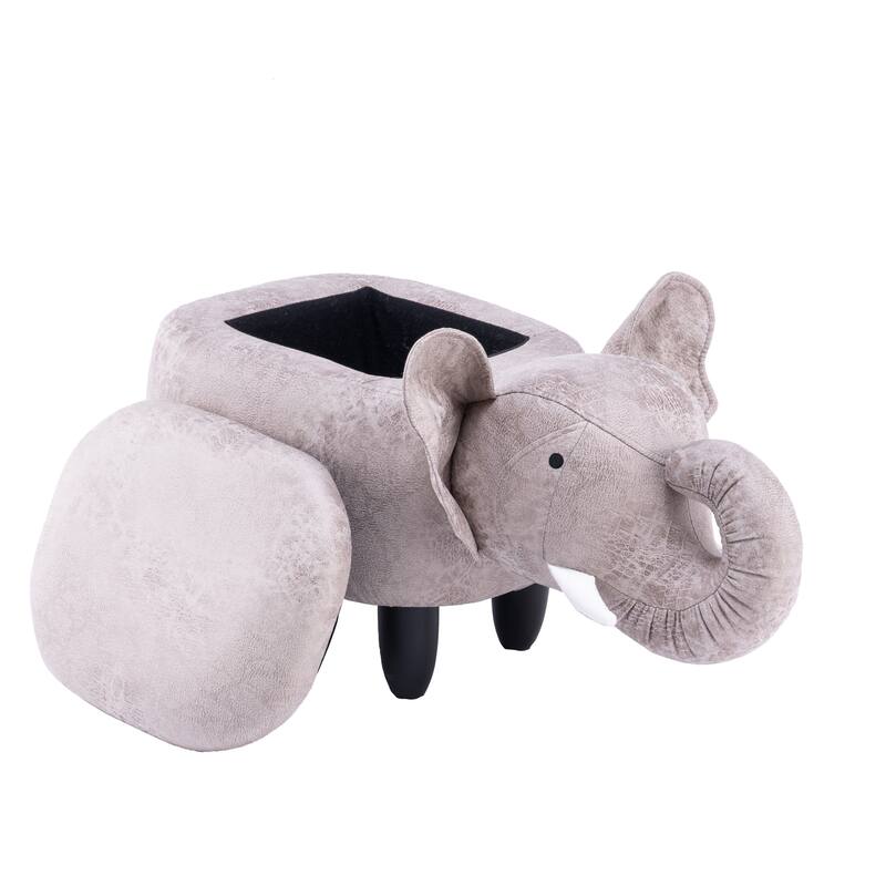 Animal Elephant Storage Upholstered Kids Ottoman