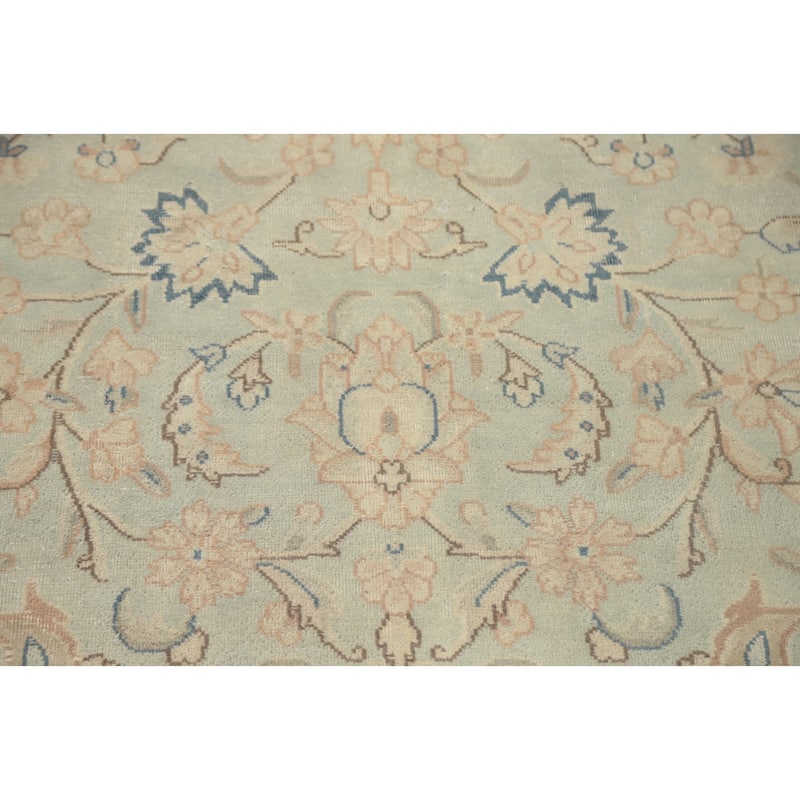 Hand Knotted Oriental 100% Wool Carpet Traditional Floral Navy Blue & Blues Kerman Area Rug - 13' 0'' X 9' 9''