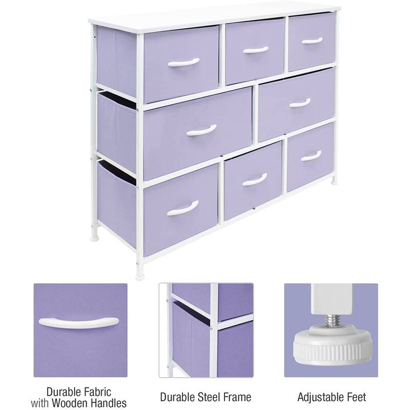 Sorbus White Frame Bold Color 8-drawer Dresser