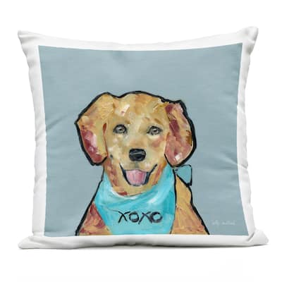 Stupell Dog with XOXO Bandana Printed Outdoor Throw Pillow Design by Sally Swatland