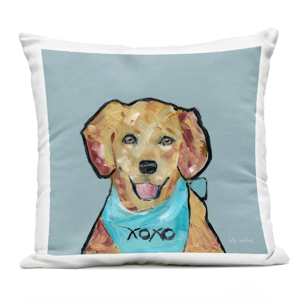 Stupell Dog with XOXO Bandana Printed Outdoor Throw Pillow Design by Sally Swatland