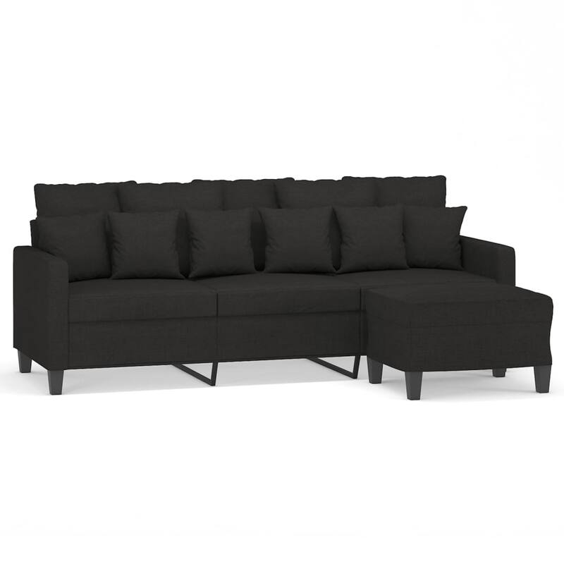 vidaXL 3-seater Sofa With Footstool Black - 30.3 x 77.9 x 31.5 in