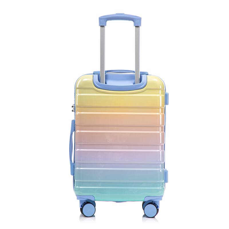 14In 20In 2 pcs in PC Spinner Wheel Luggage, Carry on Suitcase, With Gradient Color and Combination Lock