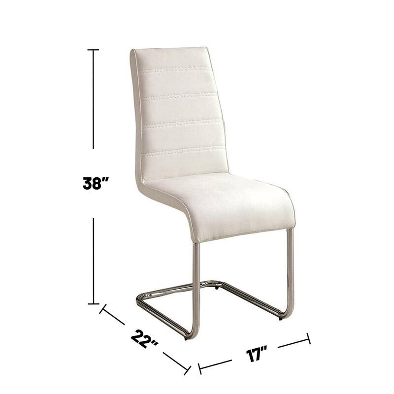 2PCS Padded Leatherette Side Chiars with Chrome Legs - White