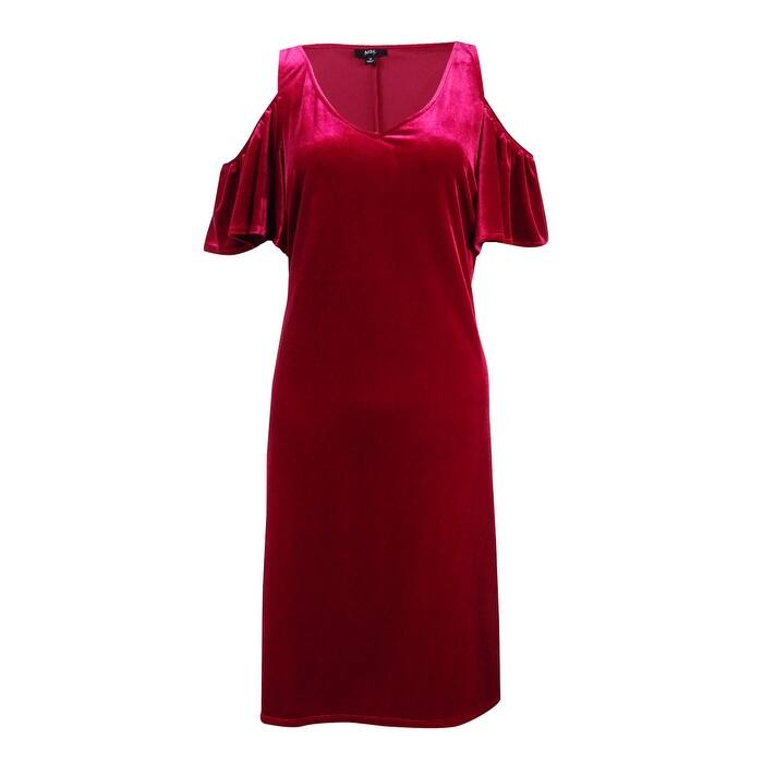 MSK Women's Velvet Ruffled Cold-Shoulder Shift Dress
