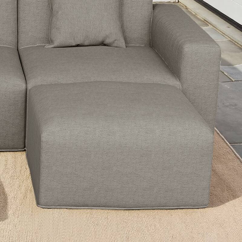 Outdoor No Assembly Patio Conversation Sets with Coffee Table, Ottoman - Dark Grey-Ottoman