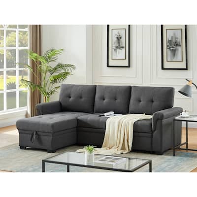 Copper Grove Perreux Linen Reversible Sleeper Sectional Sofa