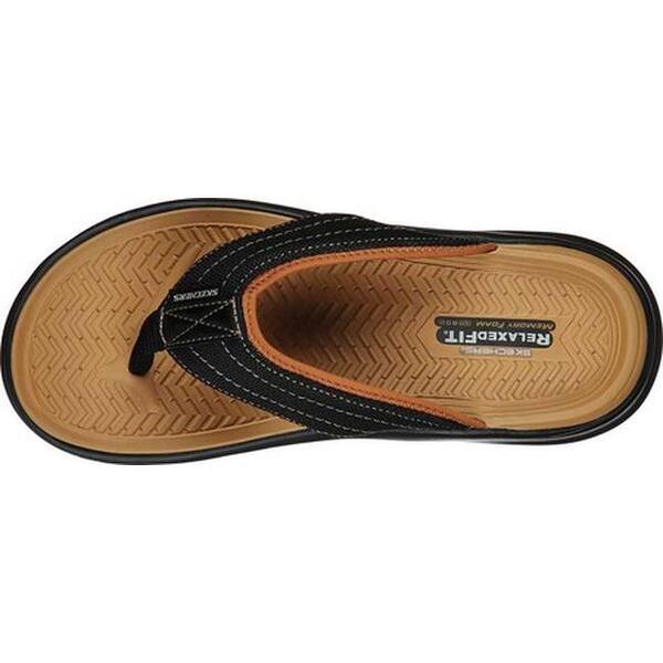 Shop Skechers Men S Relaxed Fit Sargo Tenview Thong Sandal Black