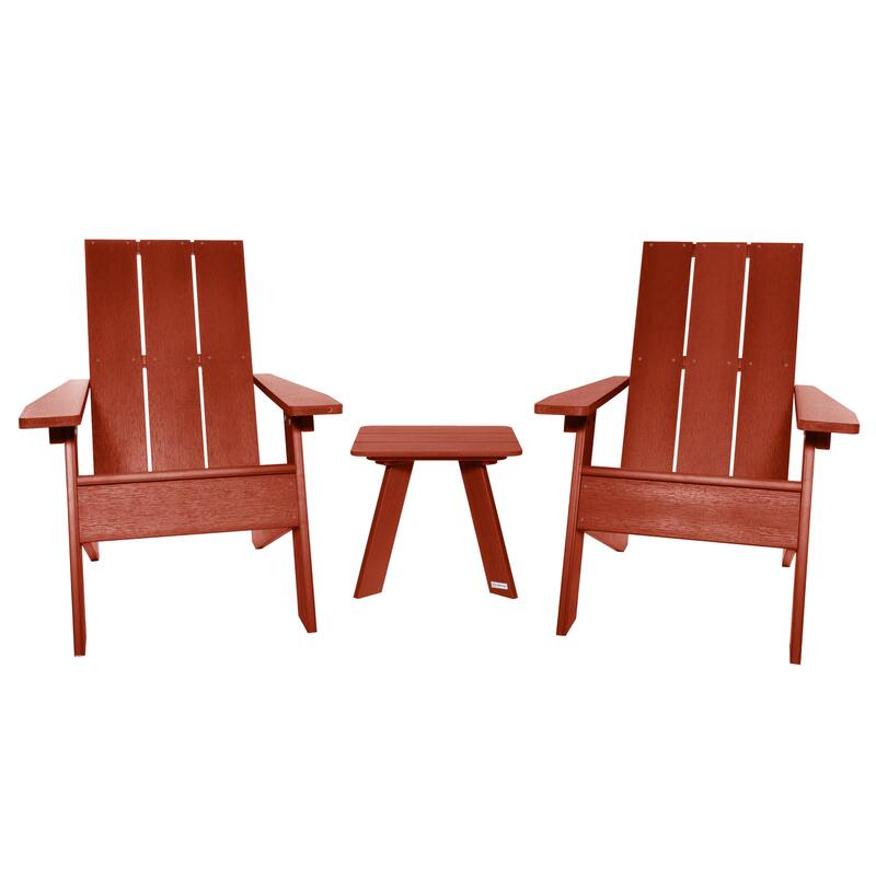 HIGHWOOD 3-piece Adirondack Chairs and Side Table Set - Rustic Red