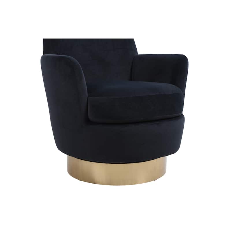 Black Velvet 29.3" Upholstered Swivel Barrel Chair