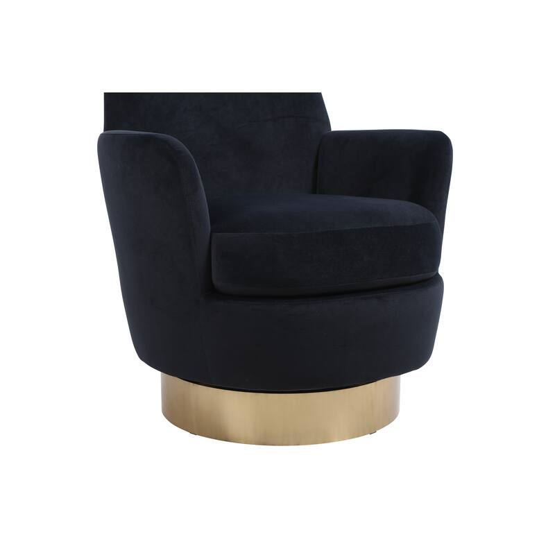 Velvet Swivel Barrel Chair with Gold Base & High-Density Foam