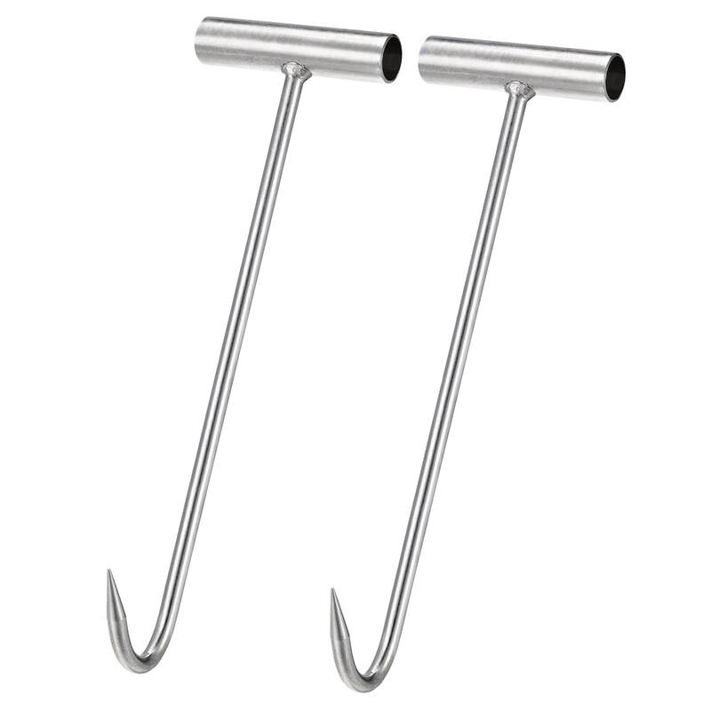 T-Handle Meat Boning Hook, Stainless Steel T Hooks for Kitchen - Silver Tone