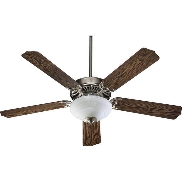 Shop Quorum International 77525 9565 Capri 5 Blade 52 Ceiling Fan Blades And Light Kit Included Satin Nickel Overstock 13058208