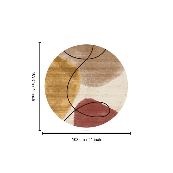 dimension image slide 2 of 13, Round Area Rugs Oriental Floral Rugs Soft Indoor Rug