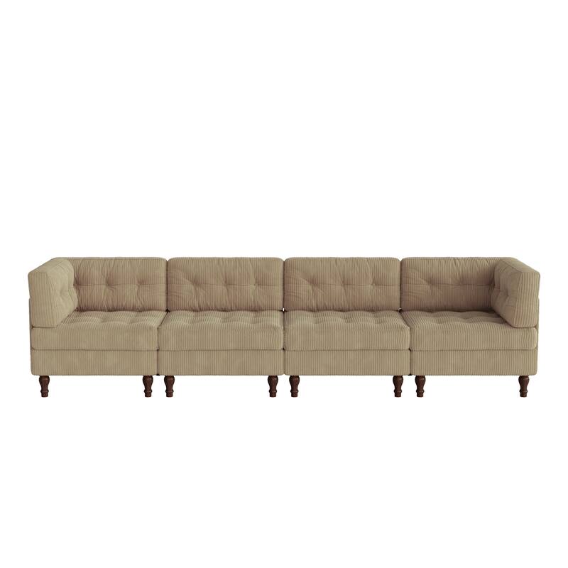 Oversized Modular Sectional Corduroy Fabric Tufted Sofa
