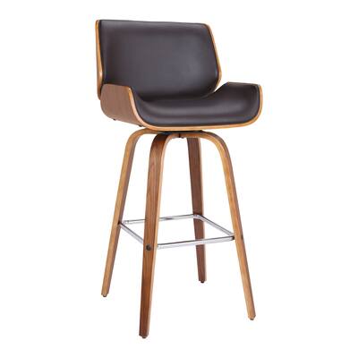 30" Brown Faux Leather Wooden Base Bar Stool - 42" x 20" x 20"