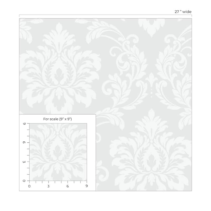 Seabrook Designs Deco Damask Nonwoven Unpasted Wallpaper