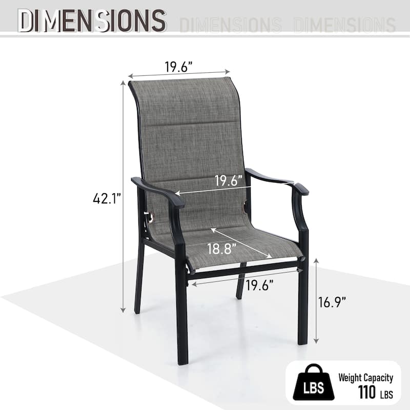MAISON ARTS Patio Dining Chairs Padded Metal Chairs Mesh Textilene Fabric Outdoor Furniture Set of 2/4