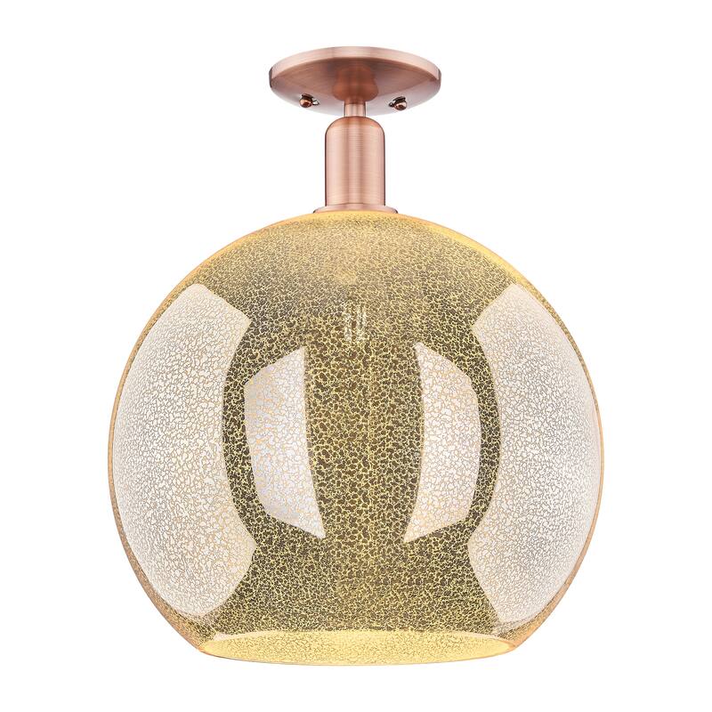 Innovations Lighting Endless Possibilities Arcadia - Athens - 1 Light 14" Semi-Flush Mount - Mercury/Antique Copper