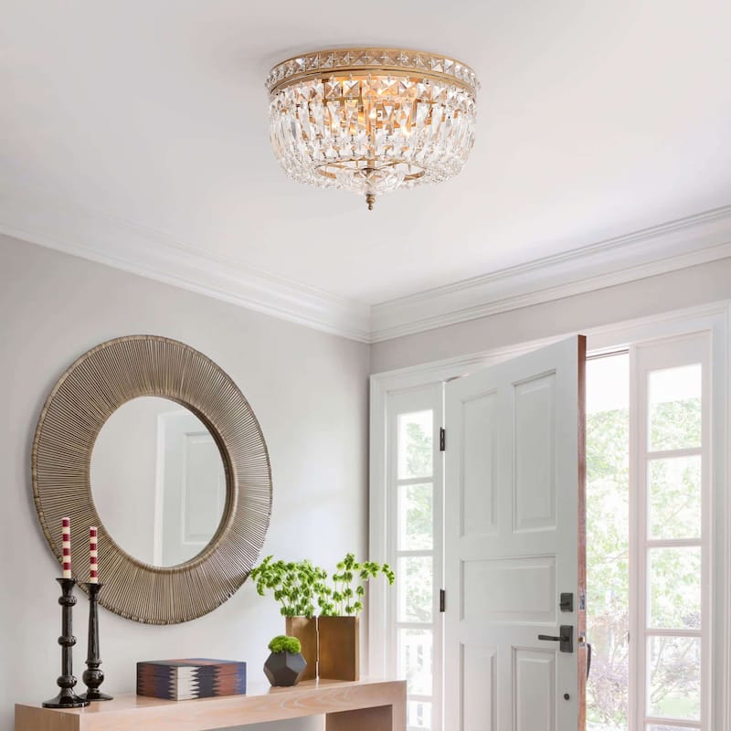 Elisa Crystal Basket Flush Mount Chandelier