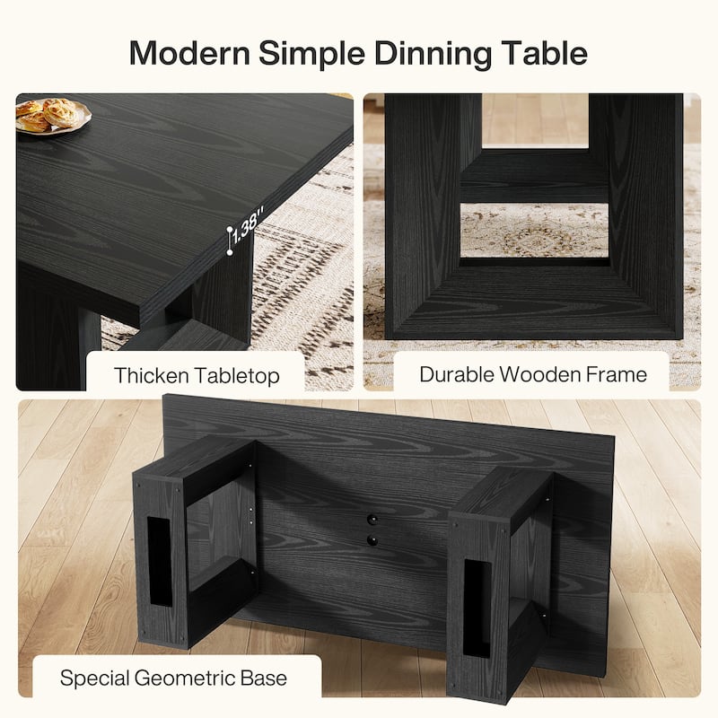 Dining Table for 6 People, 63'' Rectangular Kitchen Table with Strong Geometric Legs